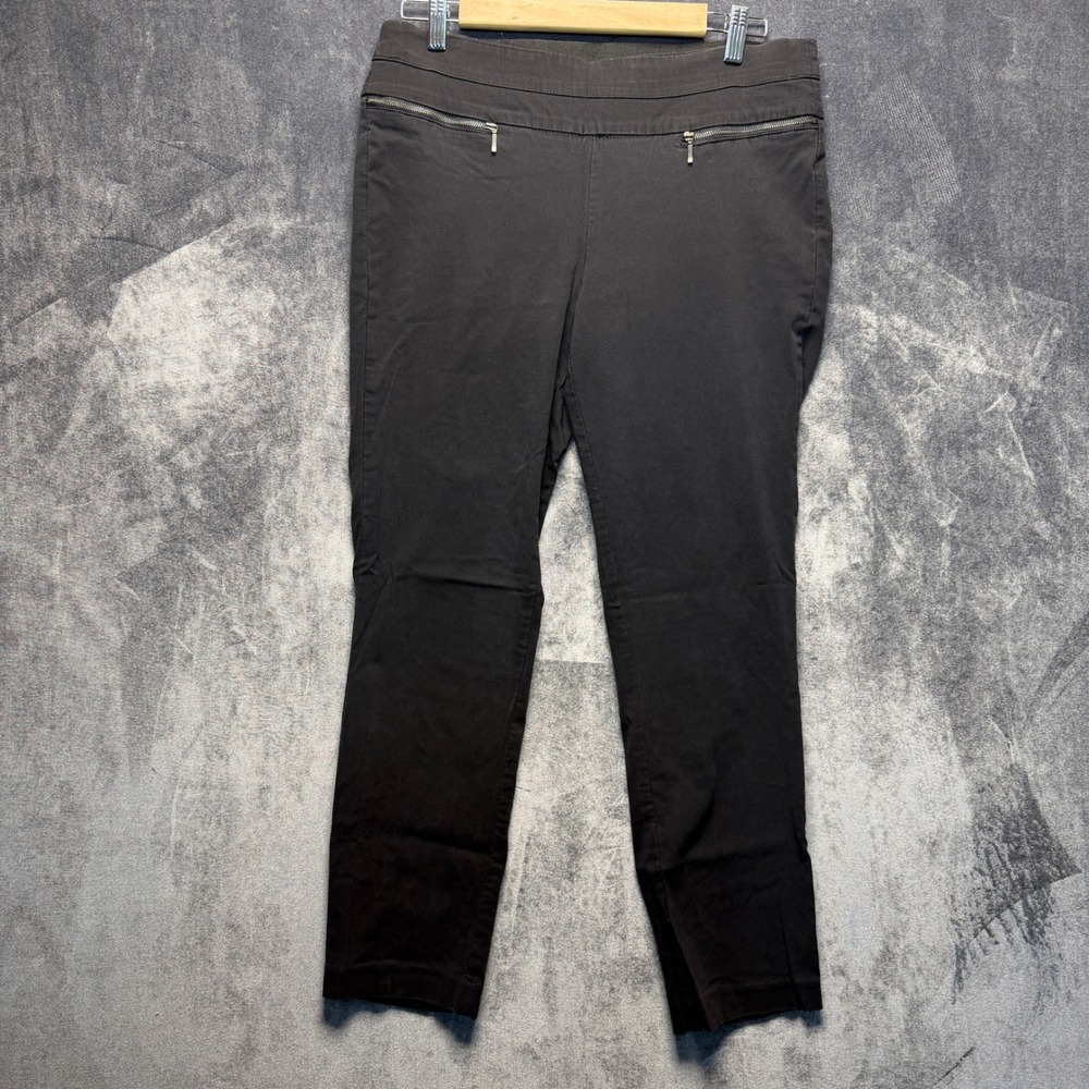 Candies Pants Womens L Black Rayon Blend Audrey Pull On Slim Mid Rise Work